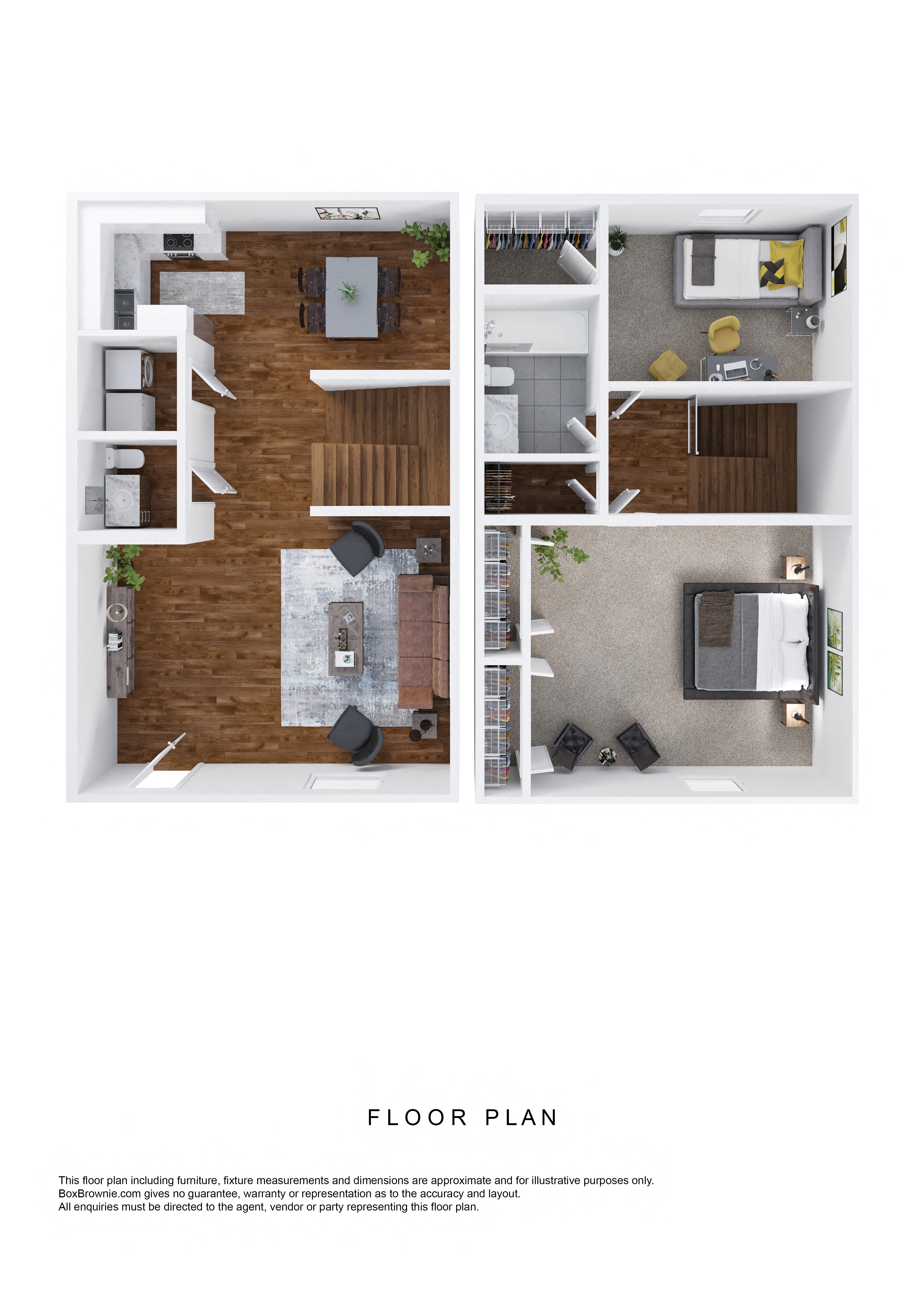 Floor plan for 2 beds, 1.5 baths, 1040 sqft